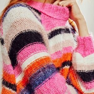Free People Snowbird Sweater Multi-Colored Stripes